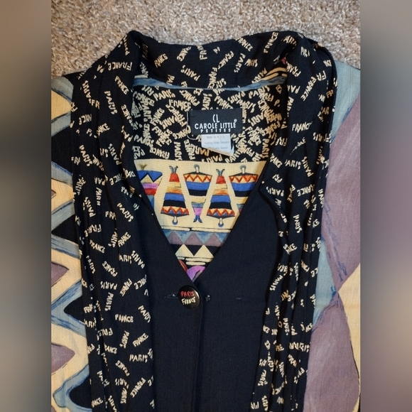 Carole Little Vintage Paris Print One Button Cardigan - Picture 5 of 13